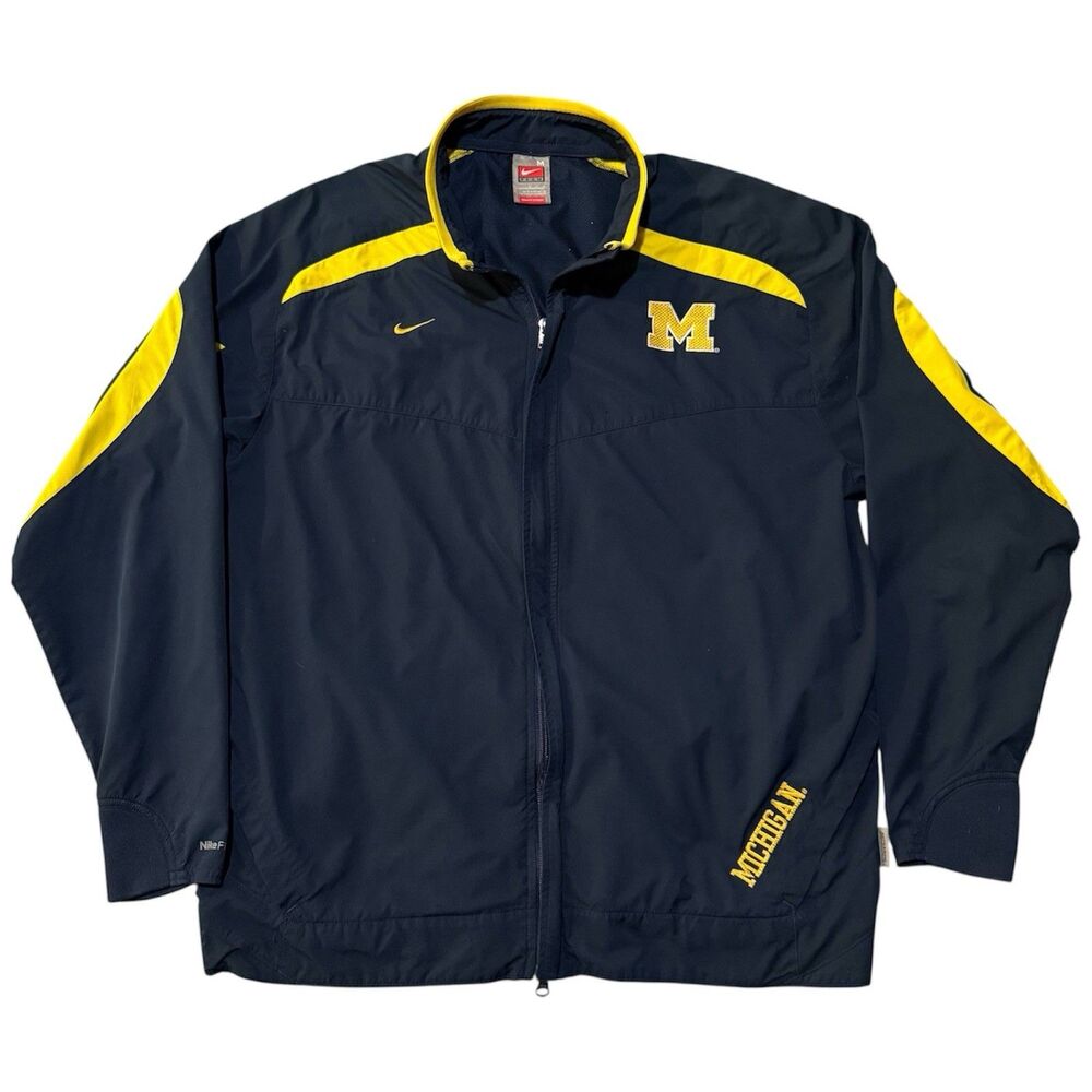 Vintage Y2K Nike Michigan Wolverines Jacket Mens Blue Zip Up Size M Windbreaker